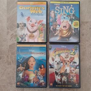 Set of 4 Plus Family Movie DVDs Disney Illumination Kids Bundle Classics